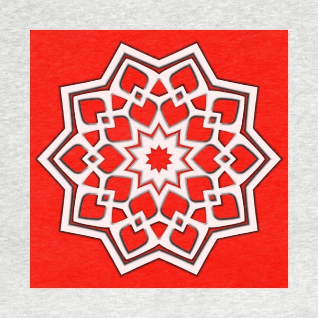 Bright Red Kaleidoscope Pattern (Seamless) 14 by Swabcraft